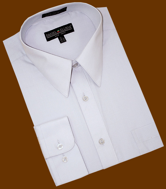 Daniel Ellissa Solid Silver Grey Cotton Blend Dress Shirt With Convertible Cuffs DS3001
